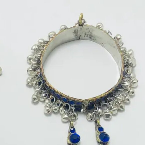 Single Blue Slave Bracelet, Link and Chain  With Rings, Belly Dance Bracelet - Picture 8 of 10
